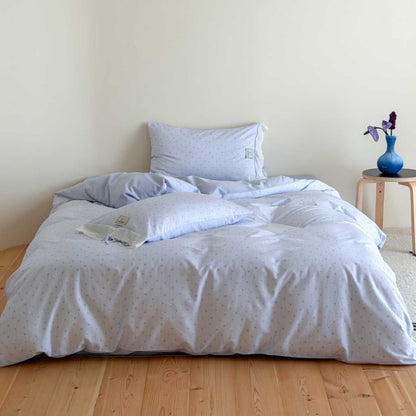 Wendbare Baumwoll-Percale-Bettbezug-Garnitur mit subtilen Kreisdruck und Kissenbezügen