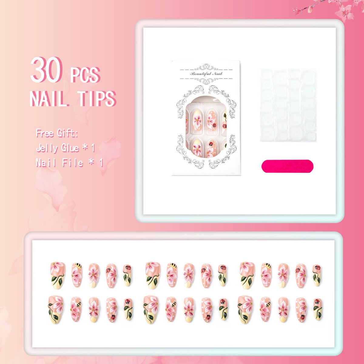 Künstlerisches Floral Nagelkunst Set