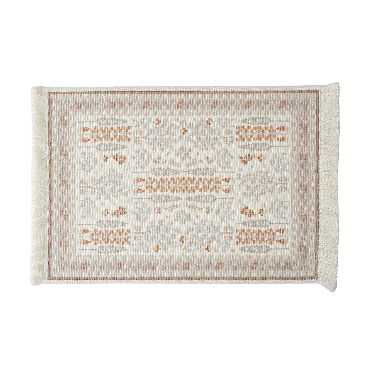 Rechteckiger Dekorativer Vintage-Teppich mit floraler webstruktur und Fransen Brehn