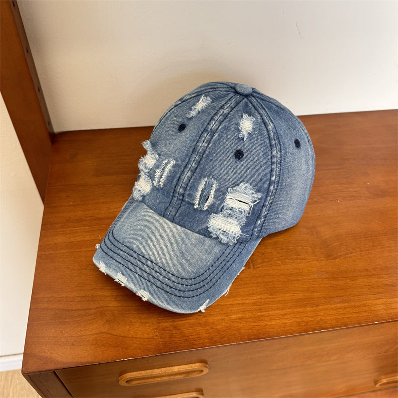 Damen Distressed Denim Verstellbare Baseballkappe Brehn