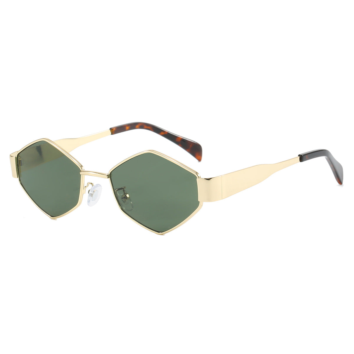 Damen moderne geometrische Sonnenbrille mit hochwertigem Metallrahmen Brehn