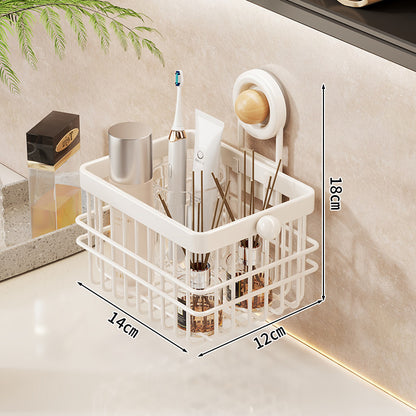 Saugnapf-montierte rechteckige Badezimmer-Waschtisch-Organizer-Basket mit Ablassgitter und abnehmbarem Becher