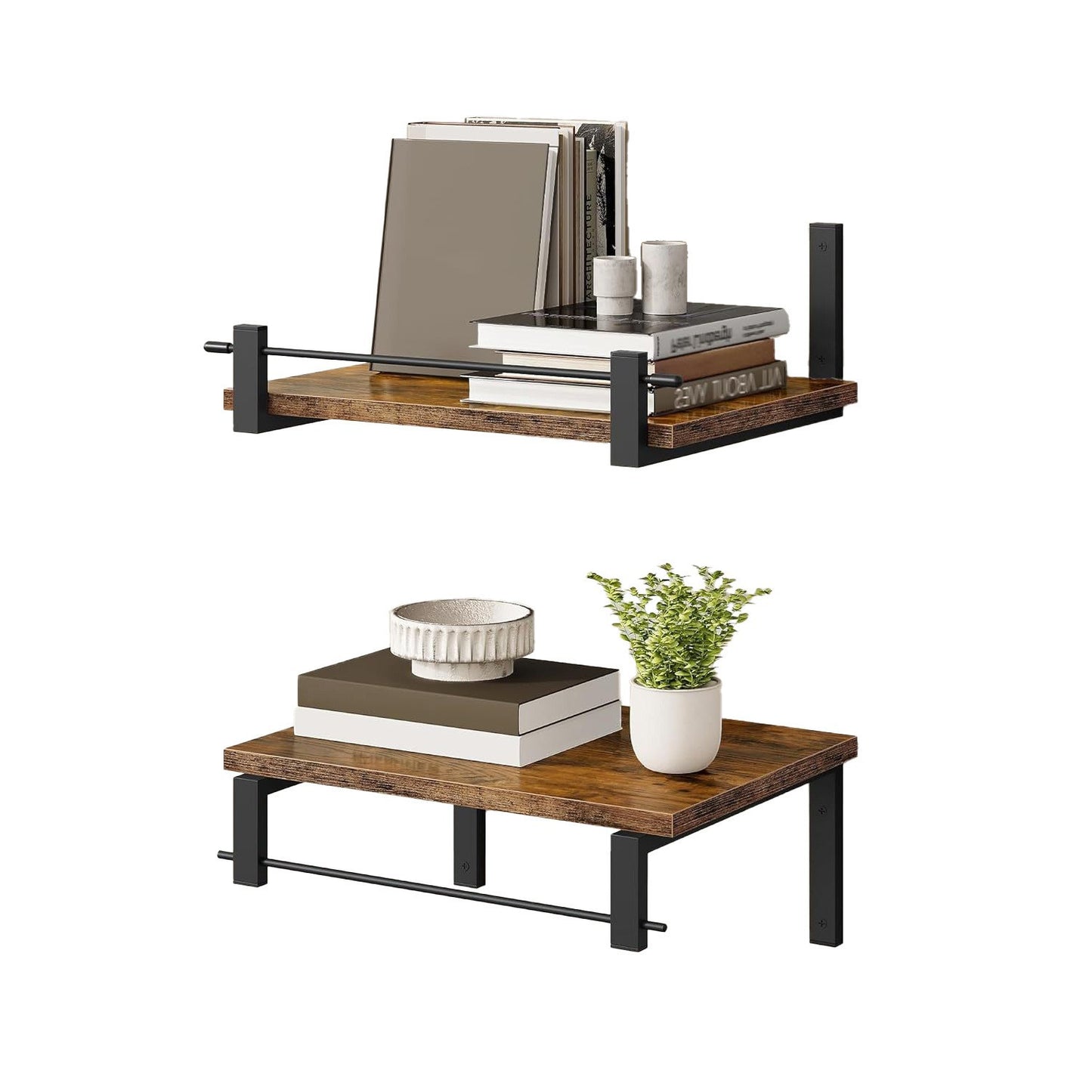 Wandregal mit Industriellem Holz-Metall Design Brehn