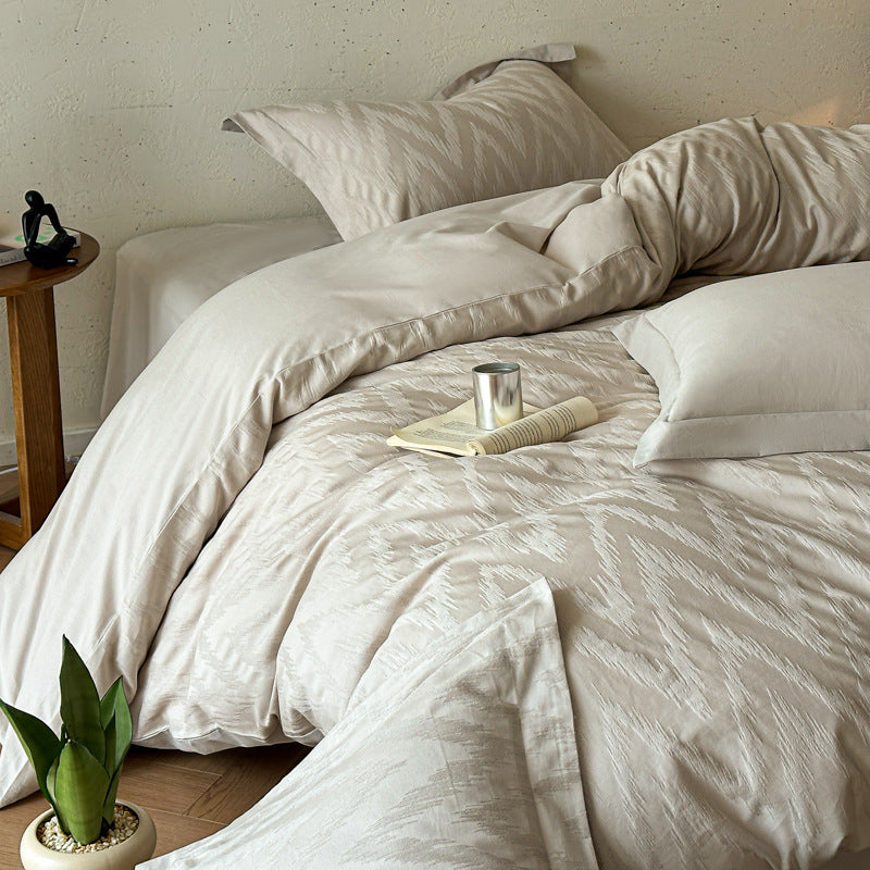 Luxuriöses Jacquard Bettbezug-Set mit strukturiertem Ikat-Webmuster