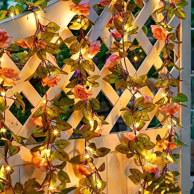 Künstliche Rosenranken LED Feenlichter Wasserdicht Kupferdraht Brehn