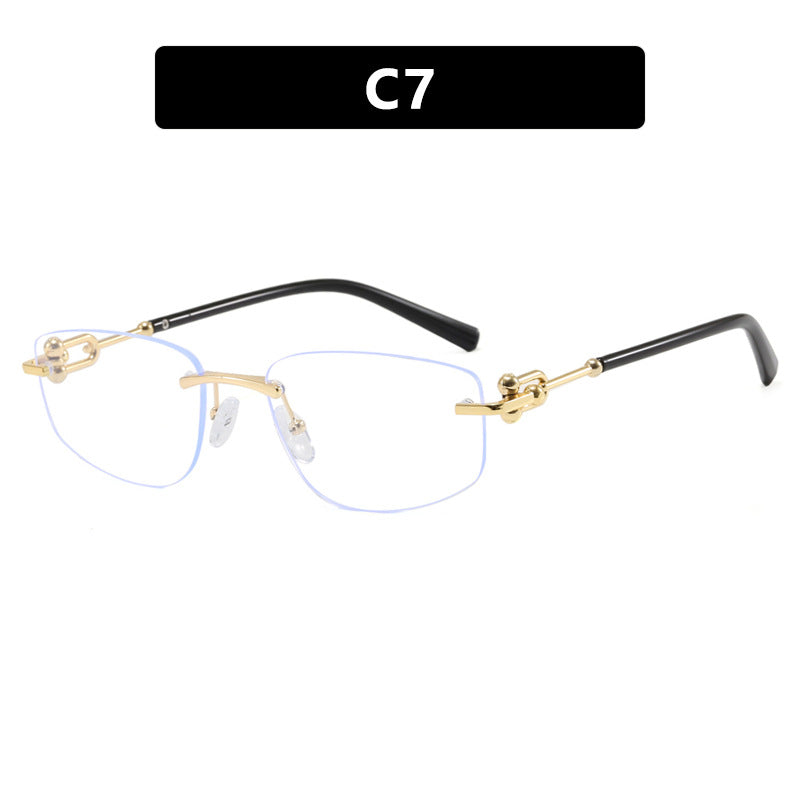 Damen elegante Halbgestell-Brille mit luxuriösem Metallrahmen und transparenten Gläsern Brehn