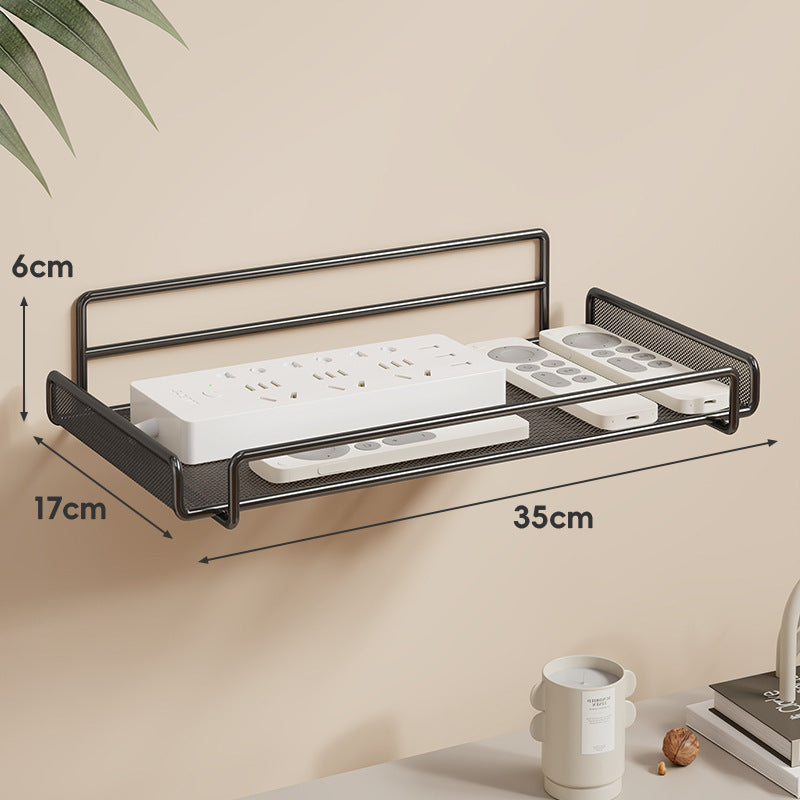 Wandmontierter Zwei-Ebenen Belüfteter Mesh Router und Power Strip Organizer