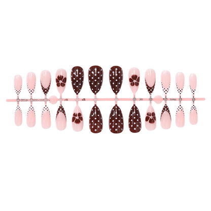 Kunstnagelset mit elegantem Punkt- und Blumen-Design Brehn