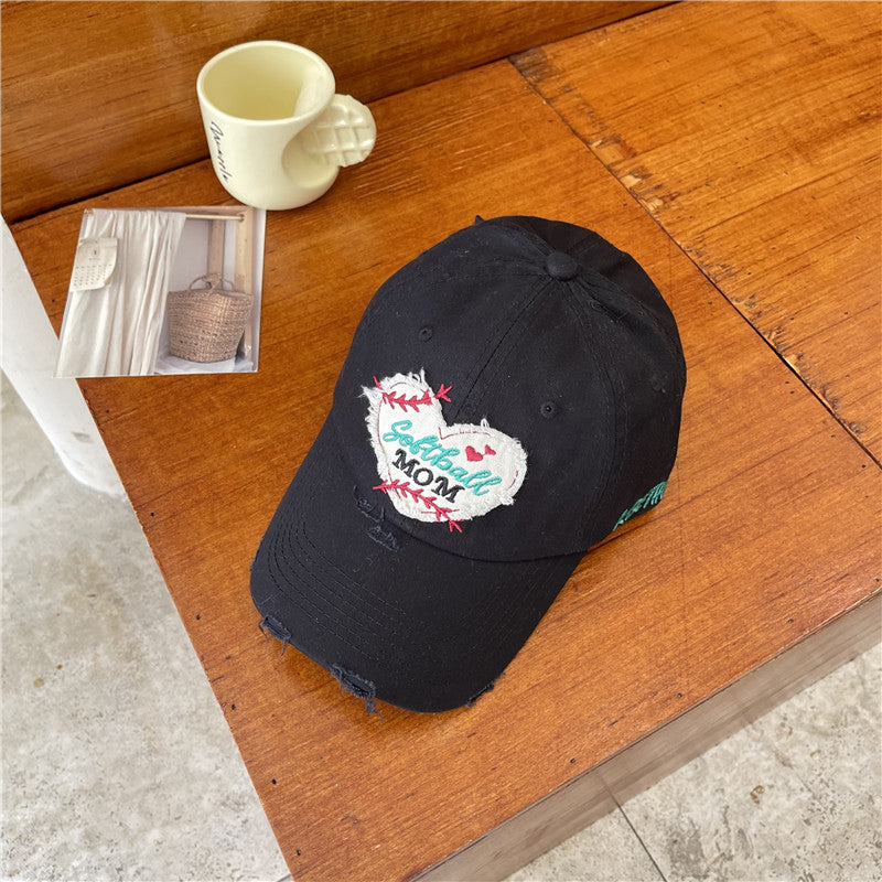 Damen Distressed Softball Mom Patch Baseball Cap Brehn