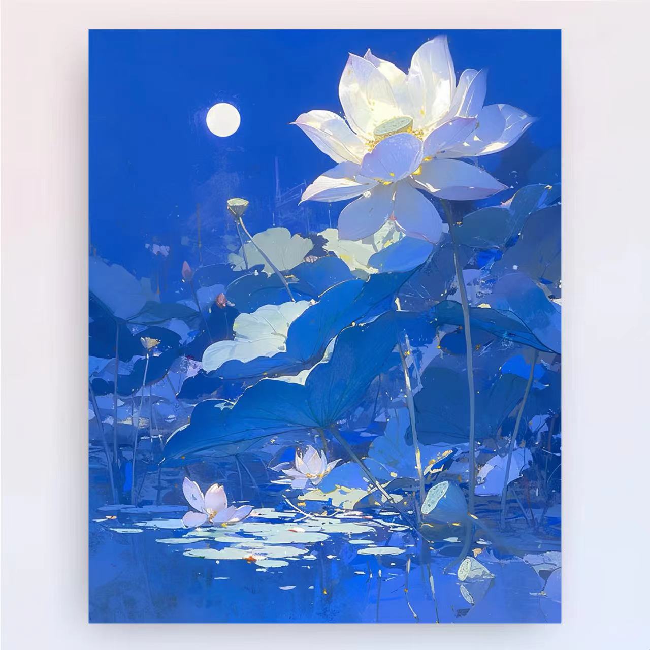 Zeitgenössischer Lotus-Blumen-Canvas-Kunstdruck Brehn