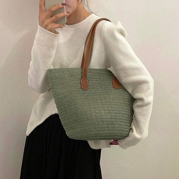 Designer-Basttasche mit Eleganten Kunstledergriffen Brehn