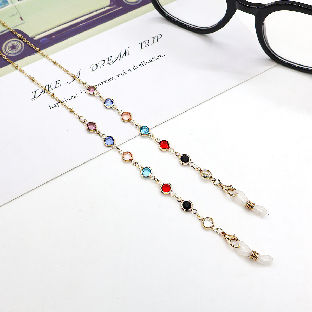 Farbenfrohe Perlen Brille Kette Brehn