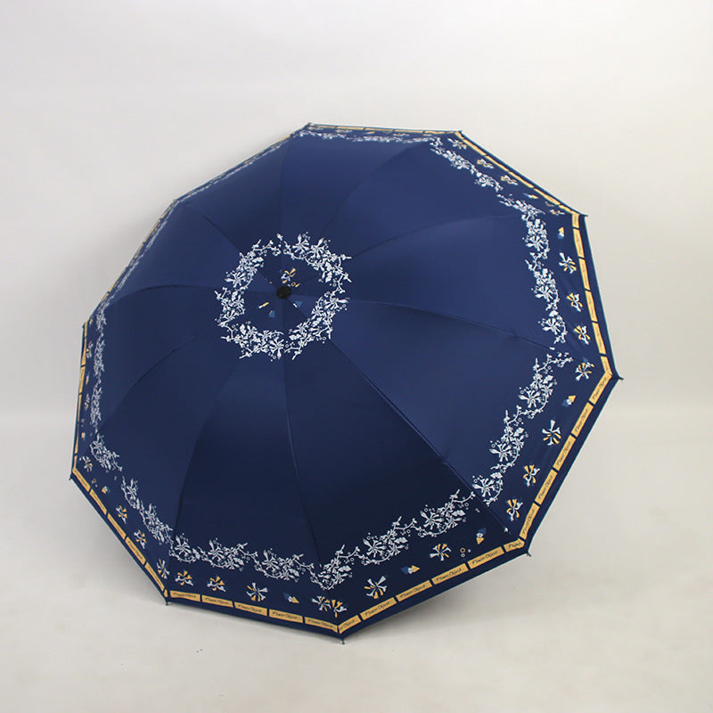 Damen Eleganter Falt-Regenschirm mit floralen Mustern Brehn