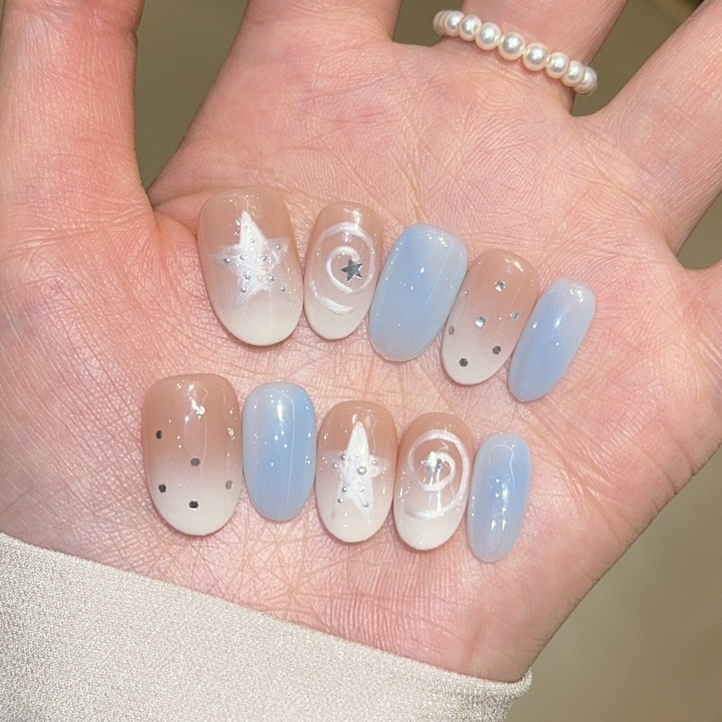 Künstliche Nagelspitzen Im Funkelnden Sternen-Design Brehn