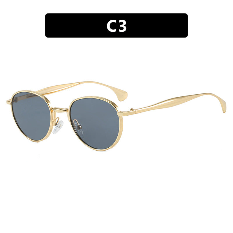 Damen runde Sonnenbrille mit elegantem Metallrahmen und UV-Schutz Brehn