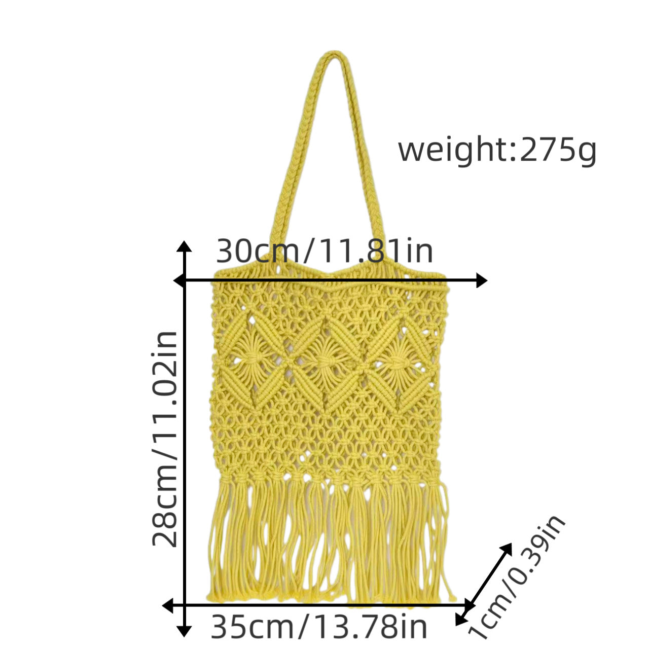 Makramee Schultertasche mit Fransigem Design Brehn