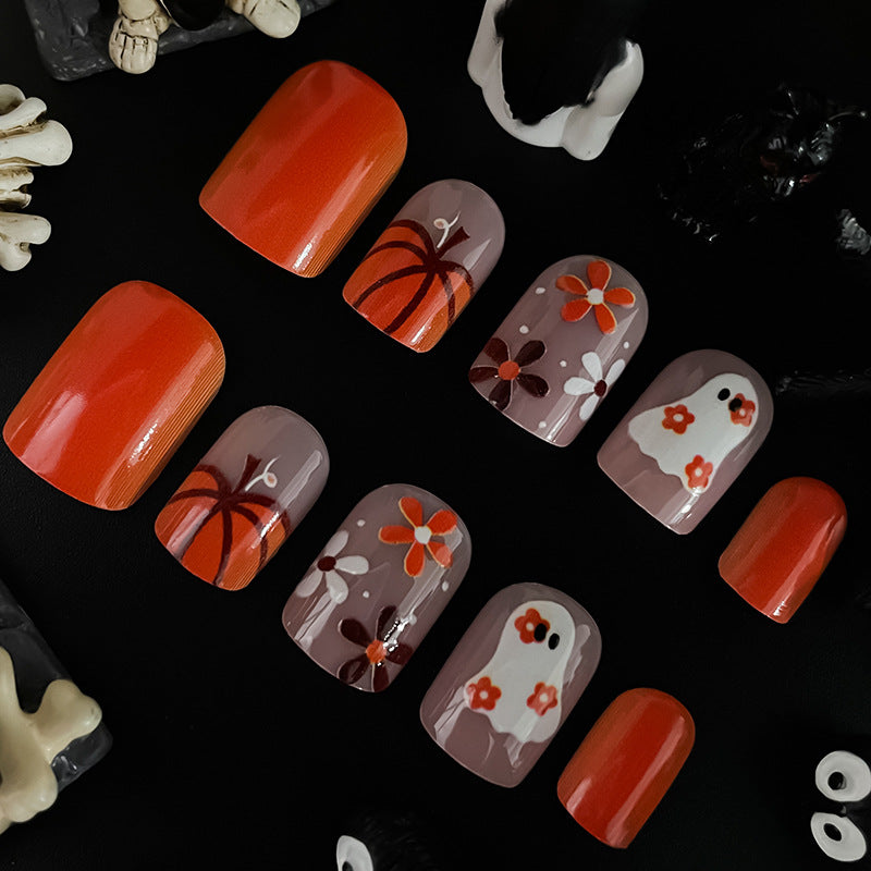 Künstlerisches Druck-On-Nagel-Set mit Halloween-Themen-Designs Brehn