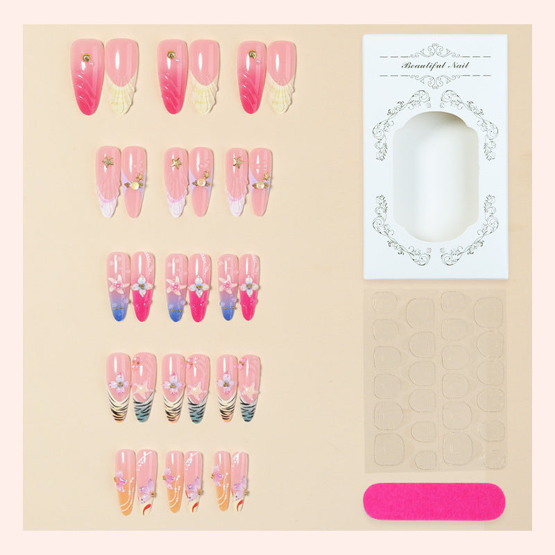 Dekorativer Press-On Nagelset mit floralen Akzenten Brehn 1788495788