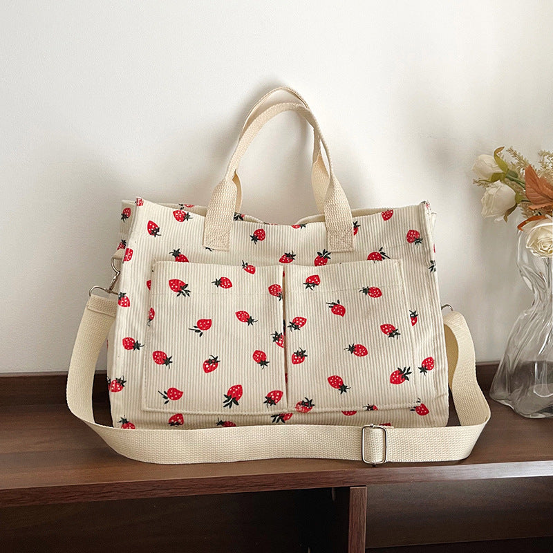 WoStylish Multi-Taschen Erdbeerprint Canvas Tragetasche Brehn