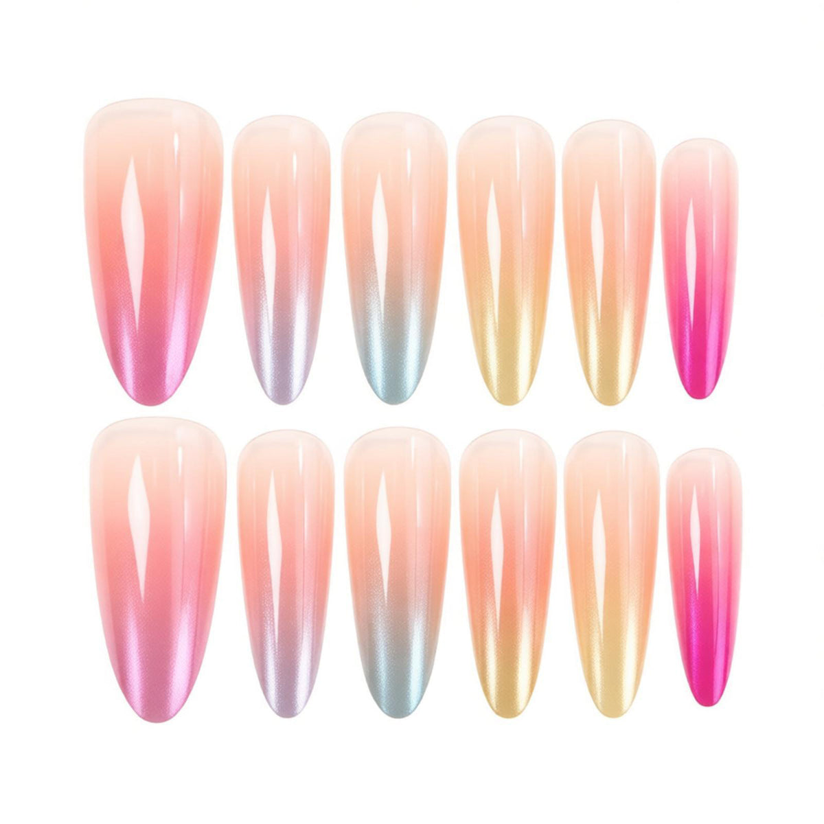 Ombre Gradient Press-On Nail Design Brehn