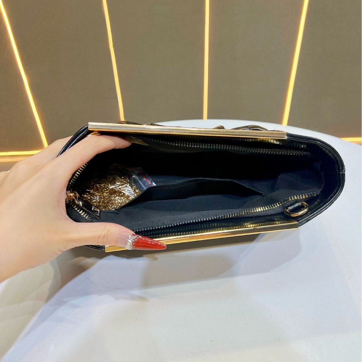 Faltende Kettenriemen Abendhandtasche