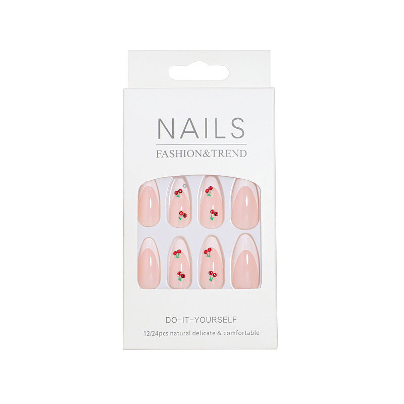 Elegante Kirschblüten Press-On Nagelkunst Brehn