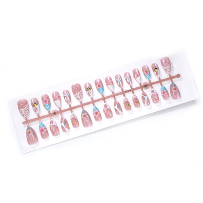 Künstlerisches Floral Verziertes Press-On Nail Art Set Brehn