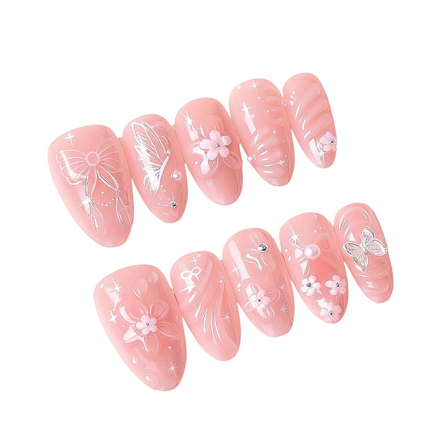 Dekorativer Floral Press-On Nagelkunst Set Brehn