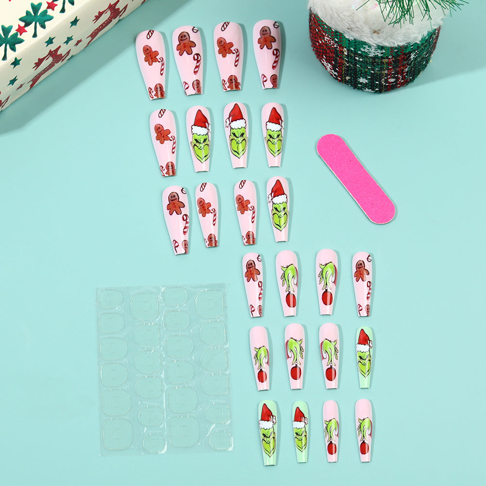 Künstliche Nagelspitzen mit festlichen Weihnachtsmotiven Brehn