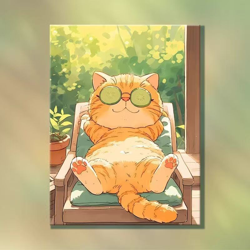 Verspielte Cartoon-Katzen-Illustration Wandkunst Brehn