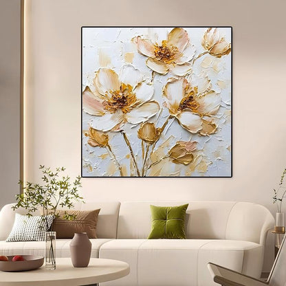 Blumenstrukturiertes Leinwandkunstwerk