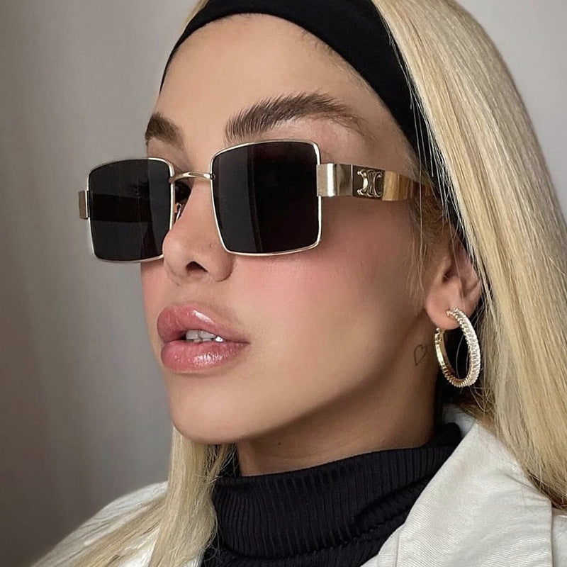 Damen modische rechteckige Sonnenbrille mit hochwertigem Metallrahmen und polarisierenden Gläsern Brehn