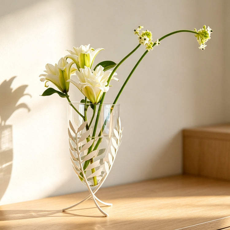 Elegante Blattmuster dekoratives Glas