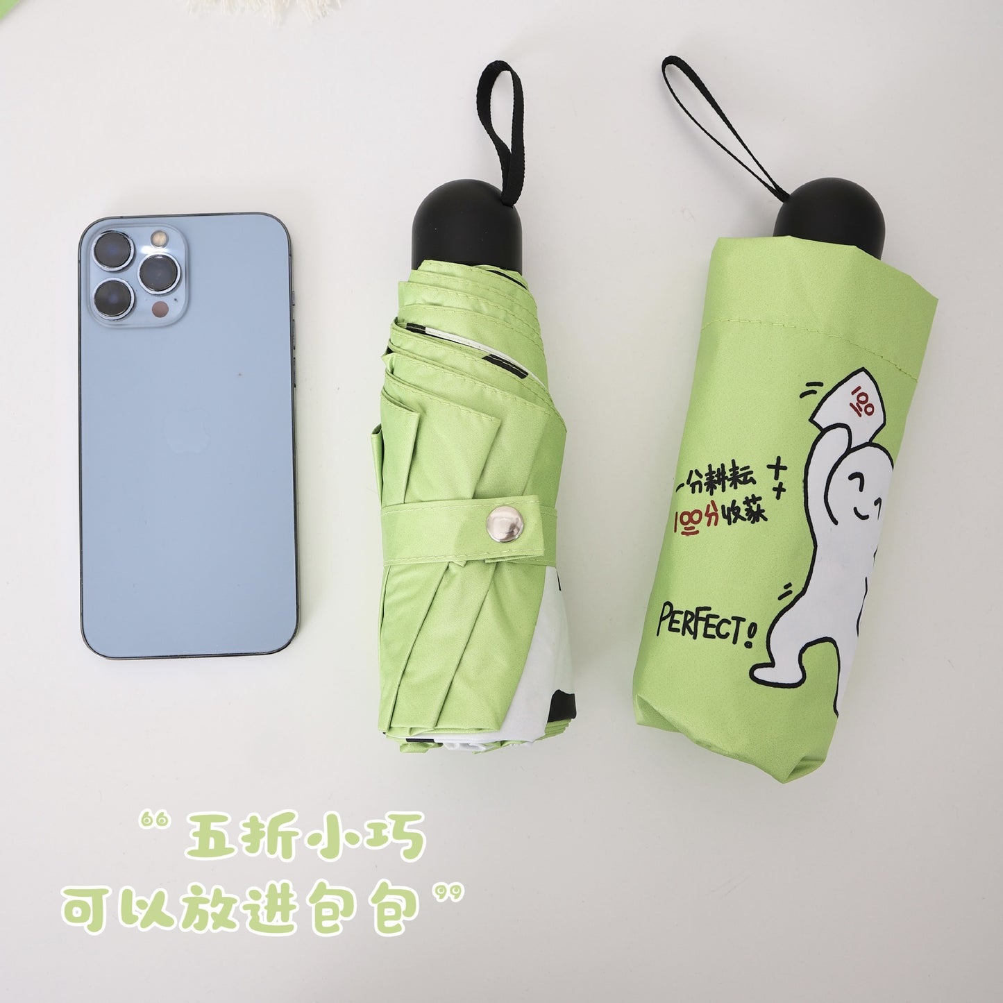 Damen Faltregenschirm mit kreativem Design und praktischem Tragetasche Brehn