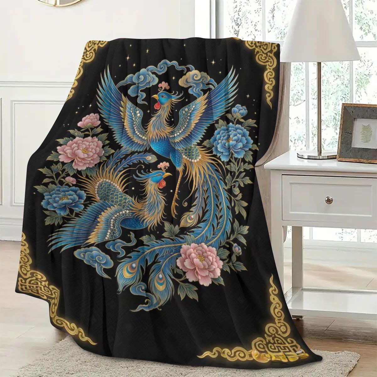 Künstlerischer Phoenix-Druck Fleece-Decke
