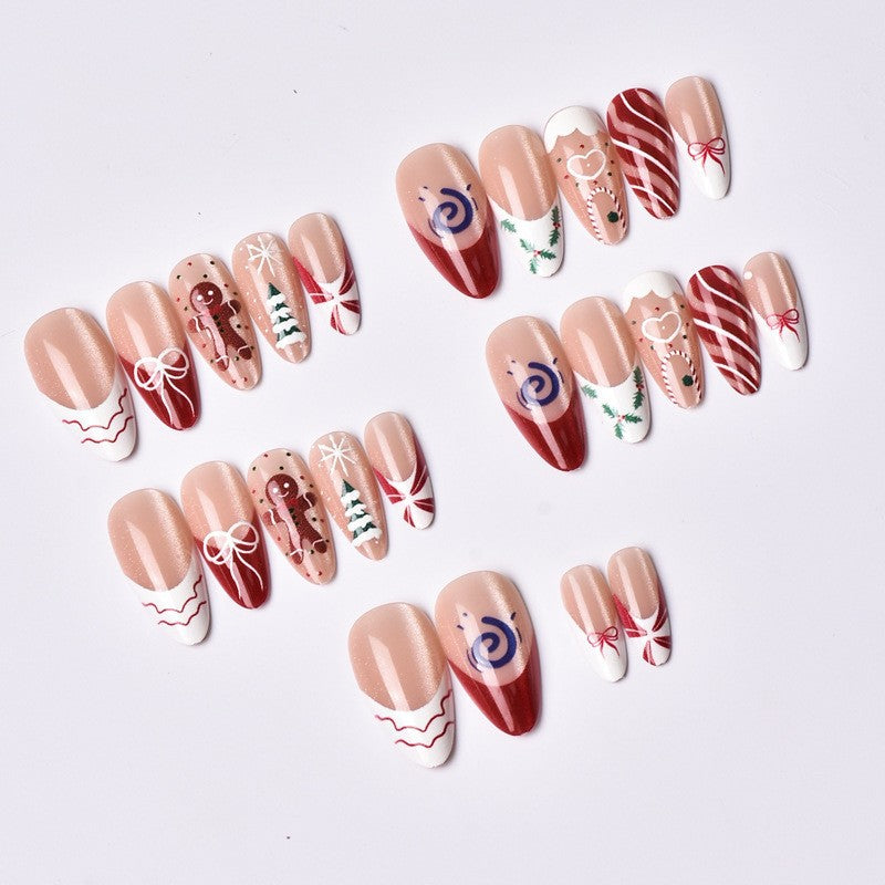 Weihnachtskunstnagelset mit festlichen Lebkuchen- und Weihnachtsbaum-Motiven Brehn