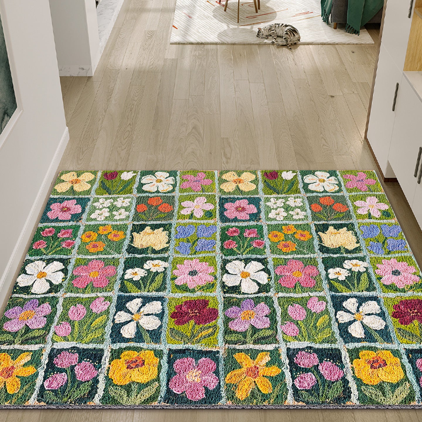 Buntes Florales Patchwork-Teppich Brehn