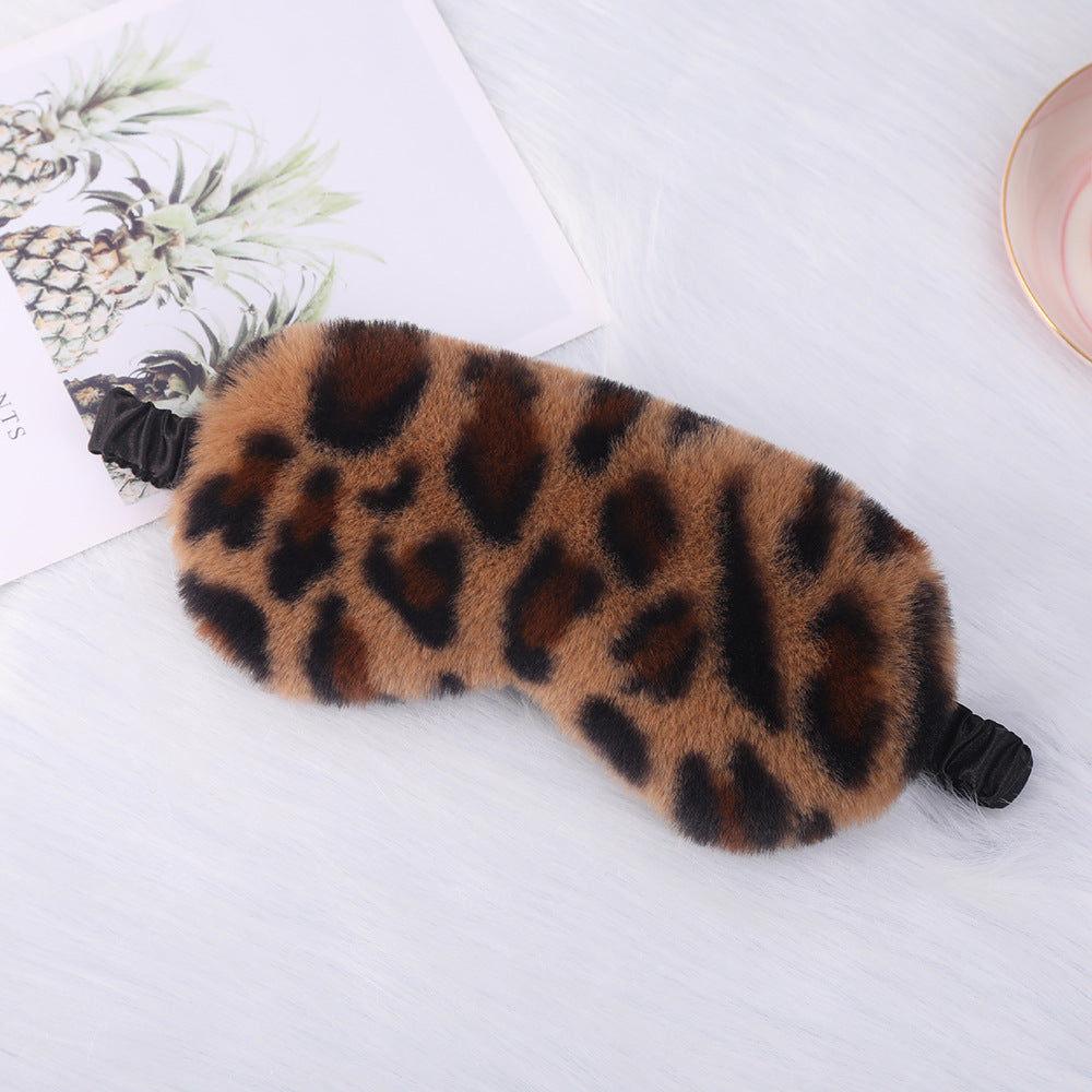 Damen nan luxuriöse Kunstfell Schlafmaske mit Leopardenmuster, extra weicher Polsterung und elastischem Komfortband Brehn