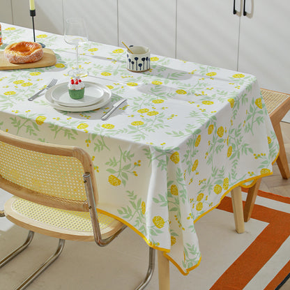 Rechteckige Esstischdecke mit botanischem Orangenbeeren-Print und kontrastierter Saum-Paspel Brehn
