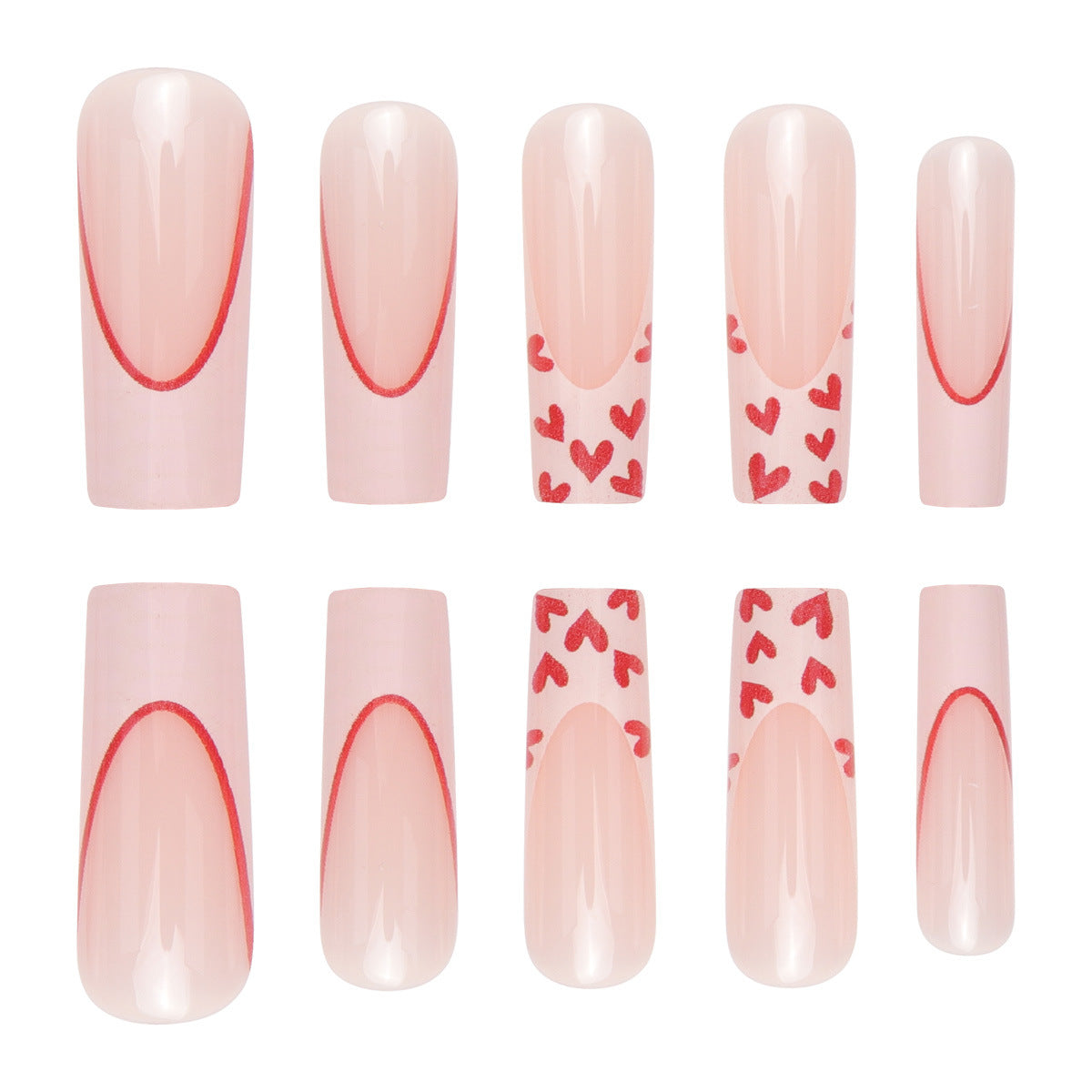 Romantisches Herzakzent Press-On Nagelset Brehn