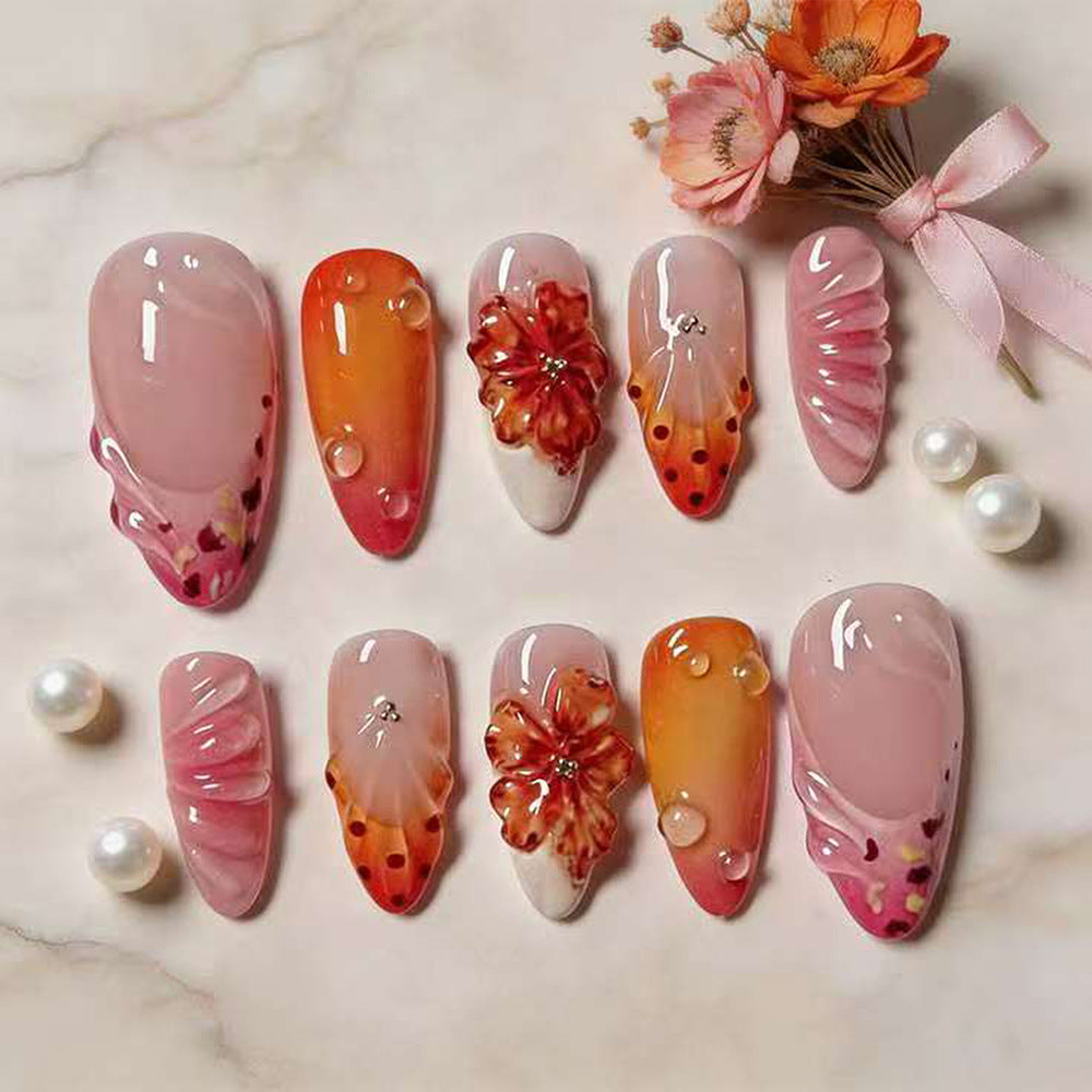 Premium Floral Press-On Nagel Set