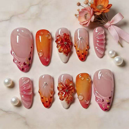Premium Floral Press-On Nagel Set