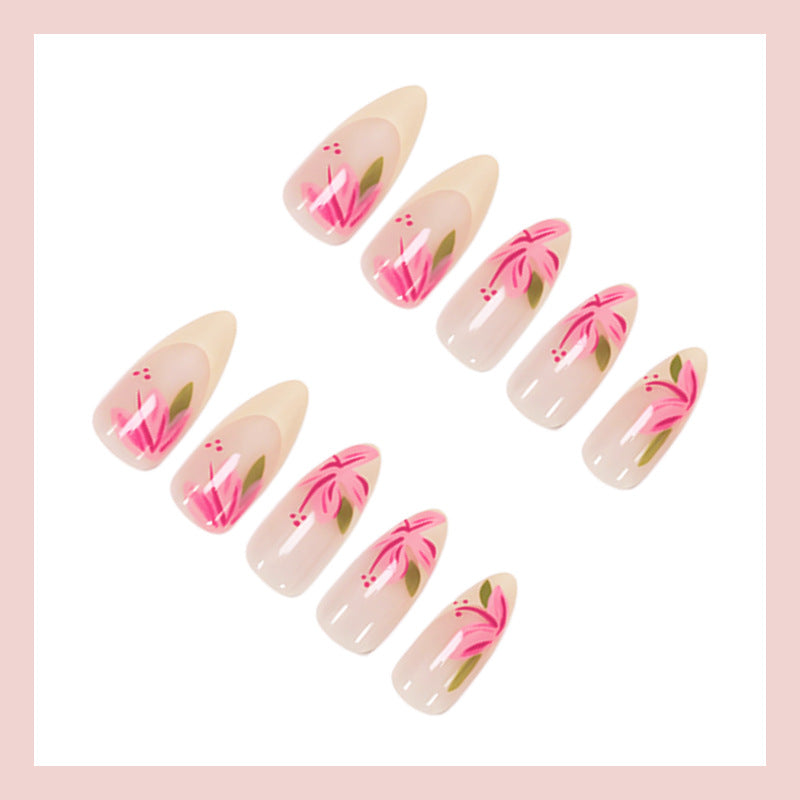Elegantes Kunstnagelset mit floralen Designs Brehn