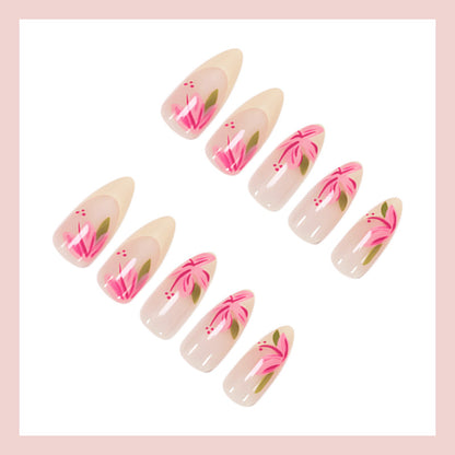 Elegantes Kunstnagelset mit floralen Designs Brehn