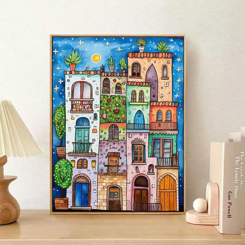 Verspielter Urbaner Landschaft Leinwand Kunstdruck Brehn