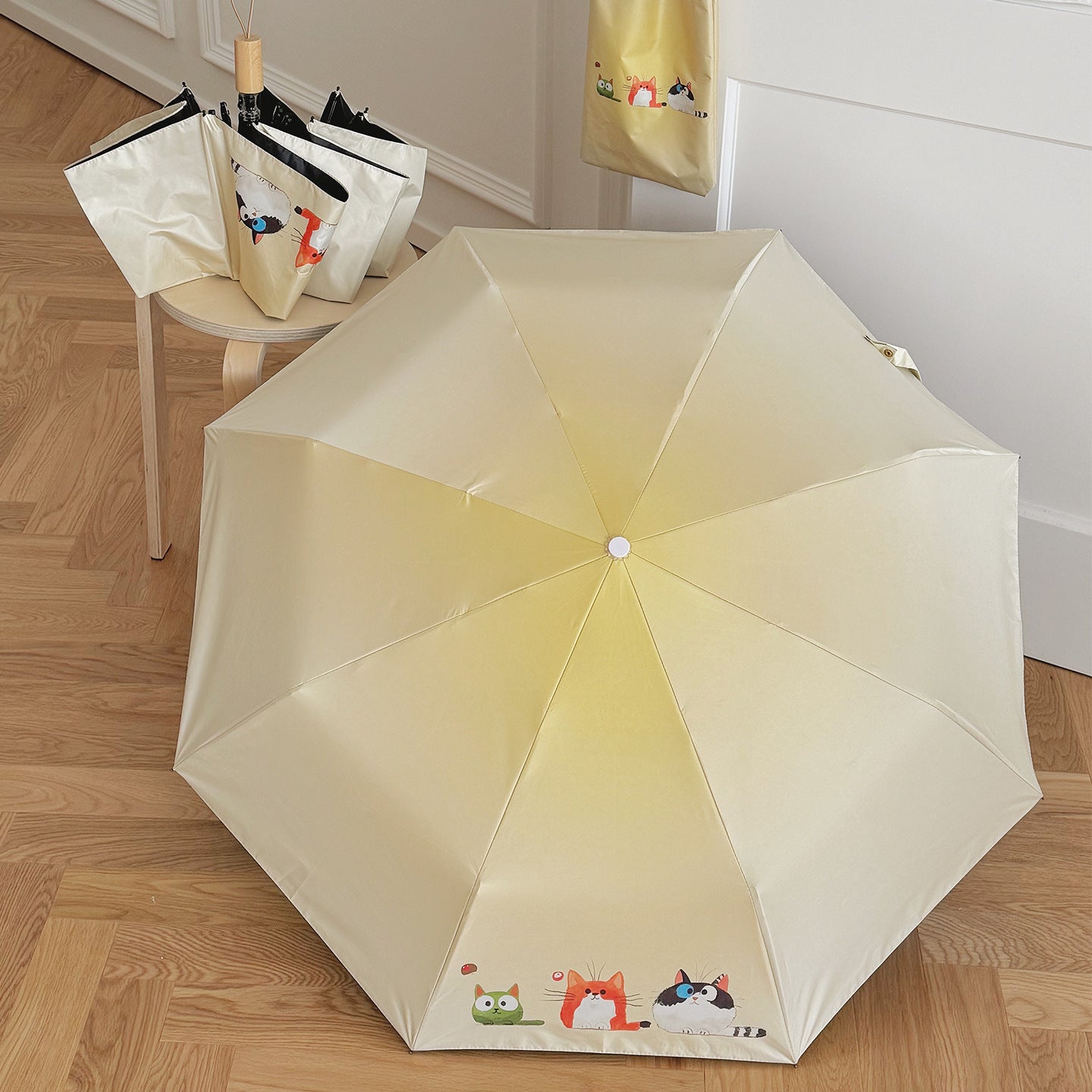 Damen Faltbarer Regenschirm mit liebevollen Tiermotiven Brehn