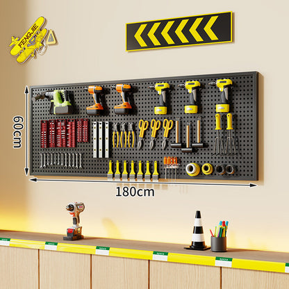 Wandmontierter perforierter Metallwerkzeug-Pegboard-Organizer mit Magnetstreifen und Mehrfachhaken