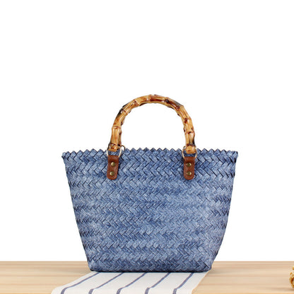 Geflochtene Handtasche mit Hochwertigem Bambusgriff Brehn