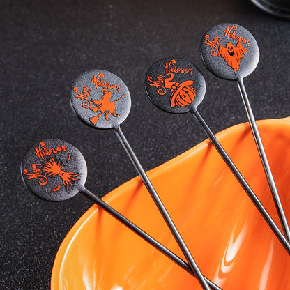 Langer Bar‑Löffel Cocktail‑Rührlöffel aus Edelstahl mit Halloween‑Geistmotiv