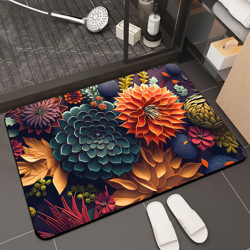 Floral Design Memory Foam Badteppich Brehn